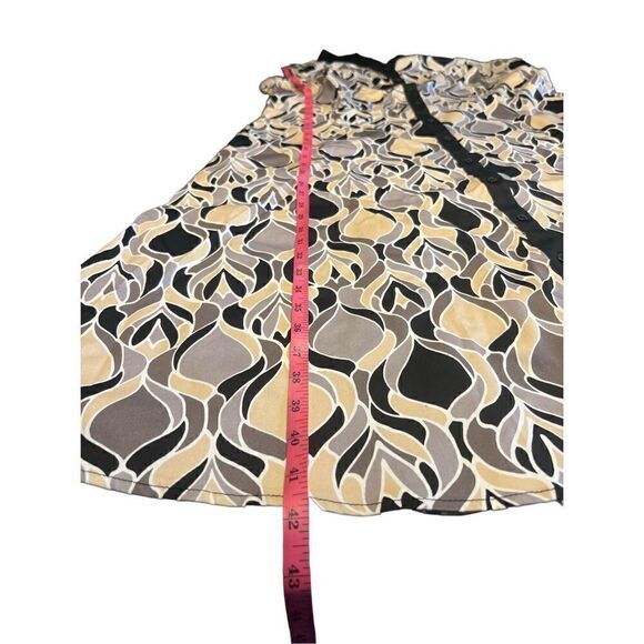 Isaac Mizrahi live black cream mosaic sleeveless button up collar dress 14 - Picture 6 of 7